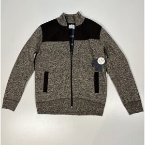 Day & Age Fleece Lined Full Zip Knit Sweater Mens M Heather Brown & Corduroy NWT